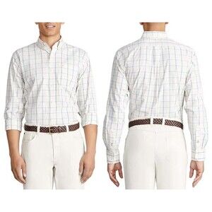 IZOD Premium Essential Classic Fit Long Sleeve Plaid Button Shirt Sz XXL New